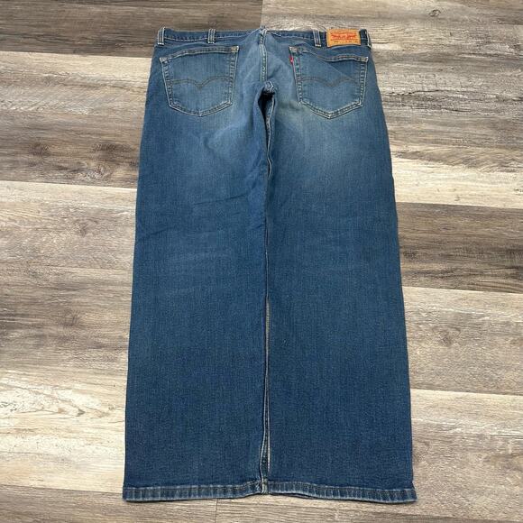 Levis 505 Red Tab Blue Mens 38x30 Straight Medium Wash Faded Front Denim Jeans - Picture 1 of 11